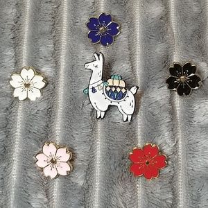 Llama Flower Power Enamel Pin Set